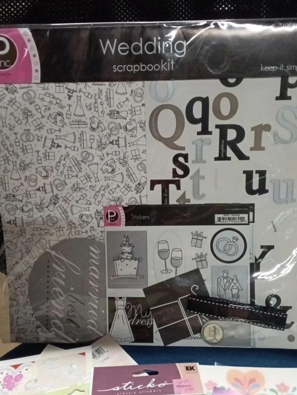 P Inc Wedding Scrapbook Kit (Complete) with Extra  Assorted Wedding Stickers